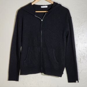 OGD One Grey Day Cashmere Black Zip-Up Hoodie Sweater
